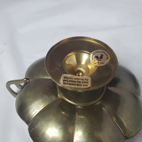 PENCO Industries Vintage Ornate ENAMELED BRASS CANDLESTICK HOLDER and 6" BOWL - Picture 5 of 7
